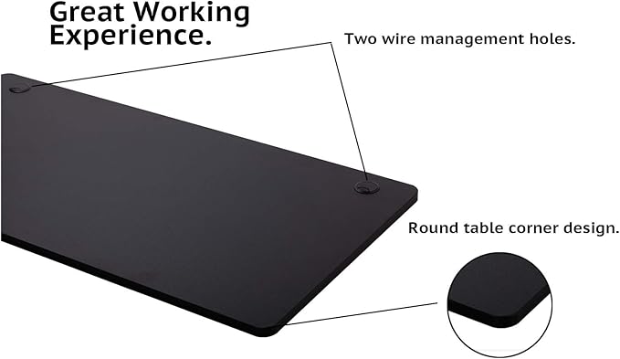 UNICOO Melamine 55.1 x 27.6 Inch Universal Table Top for Standard and Sit to Stand Height Adjustable Home and Office Desk Frames (Tabletop 55 - Black)