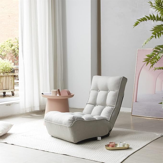Floor Lounge ChairSingle Sofa Reclining Chair3 Angles Adjustable Floor ChairFolding Japanese Chair Lazy Sofa Tatami Balcony Reclining ChairLeisure Sofa Adjustable Chair for Living RoomGray