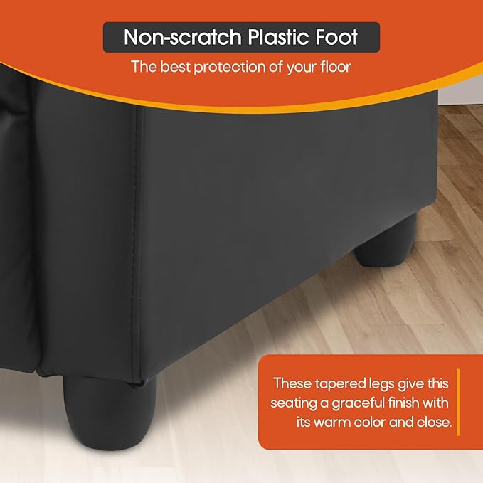 Recliner Chair PU Leather Recliner Sofa Home Theater Seating with Lumbar Support Overstuffed High-Density Sponge Push Back Recliners Armchair for Living RoomBlack