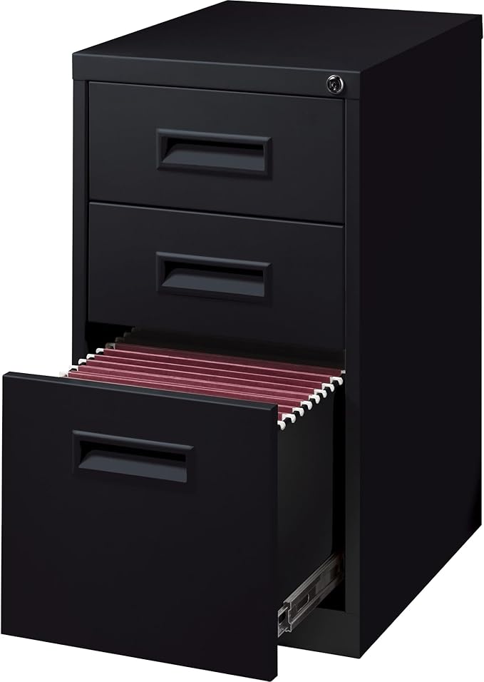 Lorell 1-Divider Mobile Pedestal Box/Box/File 15 by 19 by 27-3/4-Inch Black