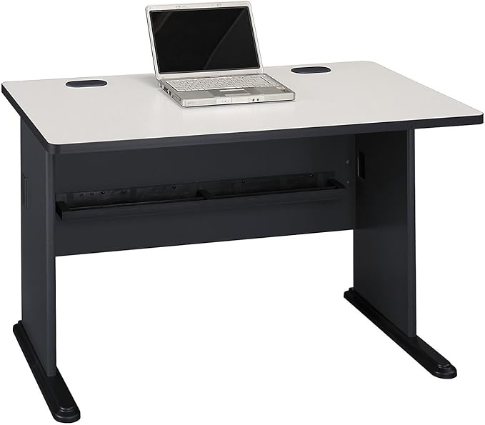 Bush Business Furniture Series A 48W Computer Desk in White Spectrum and Slate Small Office Table for Home or Professional Workspace