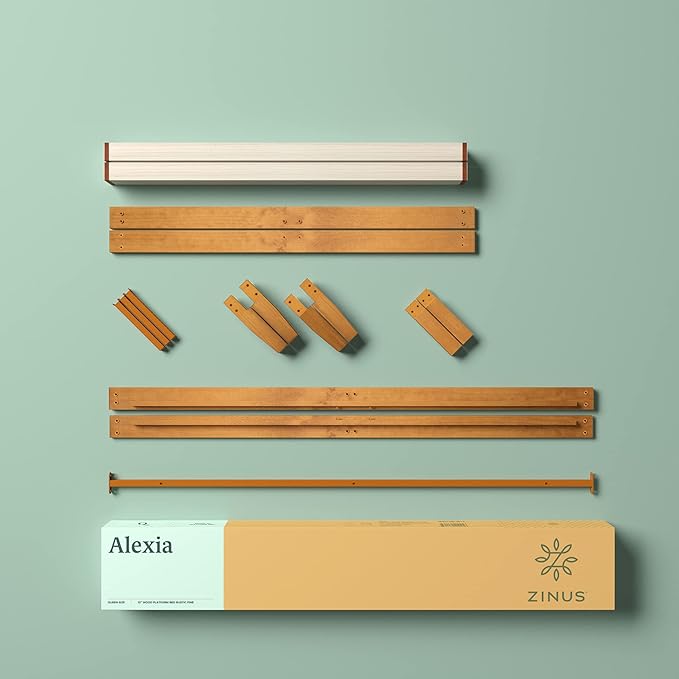 Zinus Alexia Wood Platform Bed Frame Solid Wood Foundation No Box Spring Needed Wood Slat Support Easy Assembly Rustic Pine Full