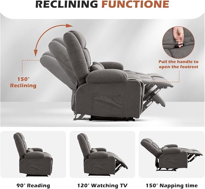 Recliner Loveseat Couch with Cup Holders for Living Room LoveSeat Manual Oversized Recliner with Ergonomic Side Pocket for Adult