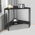 Modern Corner Desk Small Computer Desk with Outlets Office Desk Workstation 90 Degrees Triangle Table for Small Space Bedroom Living Room