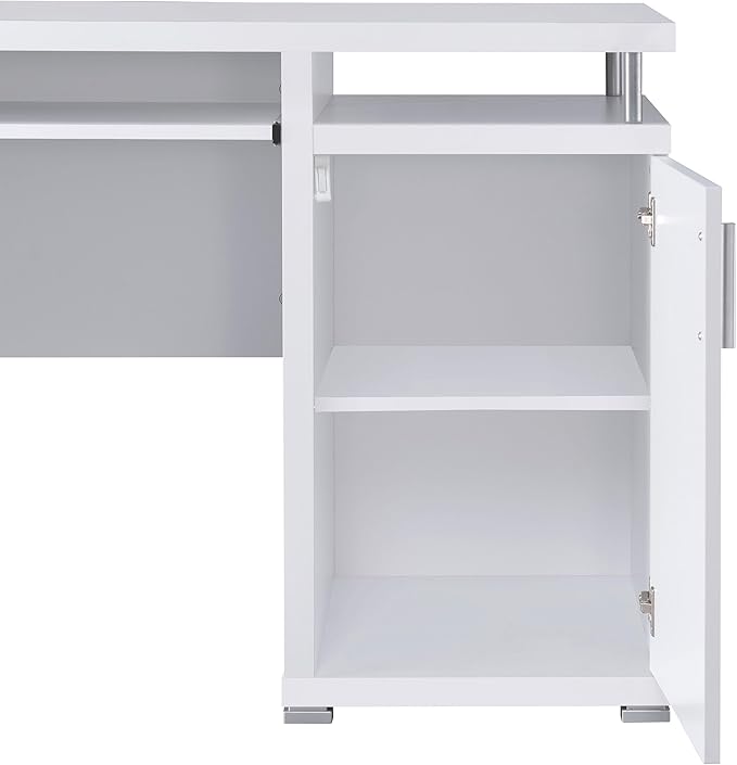 Coaster Home Furnishings Tracy Modern Contemporary 55-Inch 2-Drawer Home Office Computer Writing Desk Study Table with File Cabinet Storage Engineered Wood Eco-Friendly Laminate White 800108