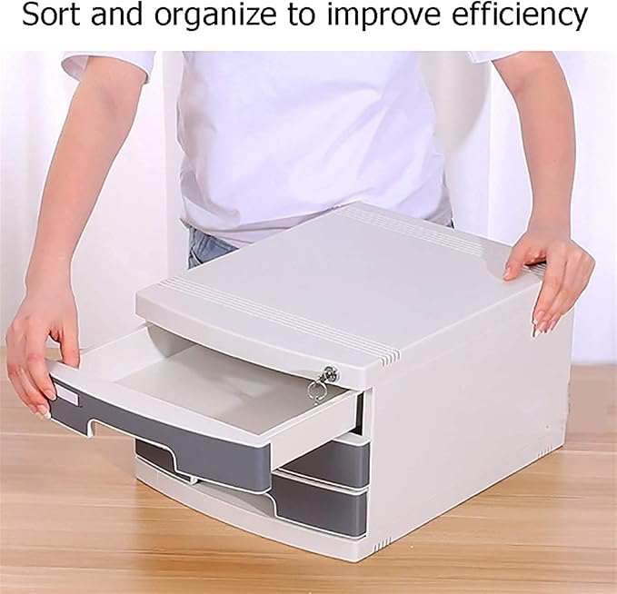 Drawer-Type Office Storage Box Lockable File Cabinet 3-Layer Office Desk Cabinet Multi-Layer File Box Desktop Storage Cabinet