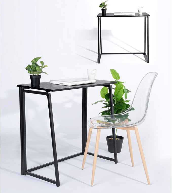Homy Casa 31.5 Home Office Foldable Desk Space-Saving Study-Workstation for Small Spaces Ideal for Dorm Living Room and Bedroom (Black)
