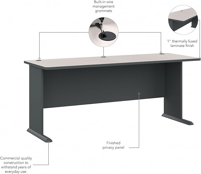 Bush Business Furniture Series A 72W Desk in Slate and White Spectrum