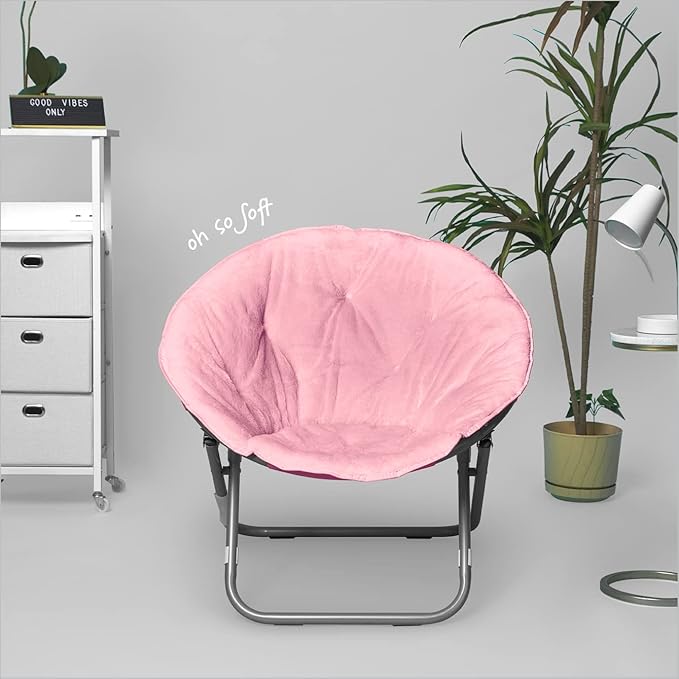 Urban Lifestyle Faux Fur Saucer Chair Light Pink