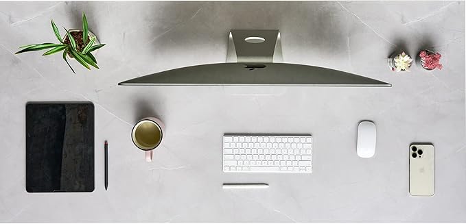 Kaboon Universal Tabletop 36x20 Solid One-Piece Melamine Table Top Double L-Desk Floating Desk DIY Home and Office Countertop White Rock