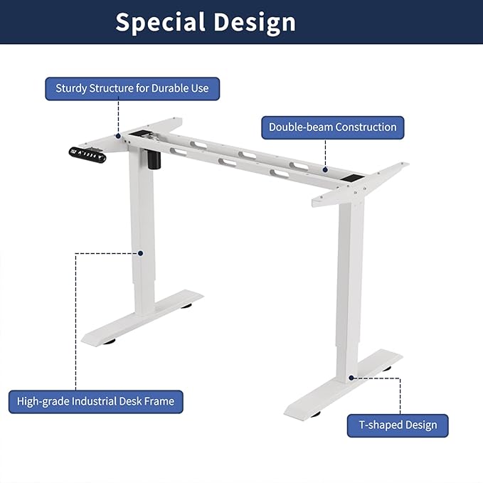 Anwick 2026 New 55 Electric Standing Desk Office Table &amp Sit Stand Up with Adjustable Height Rising Desks for Home Office USB LED 4 Programmable Memory Buttons (White)