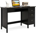 NAFORT 2-Drawer Computer Desk Modern Home Office Desk with Storage &amp Spacious Desktop Compact Writing Study Desk for Bedroom Small Spaces Multipurpose Workstation Black