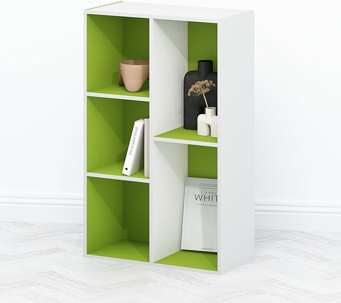 Furinno TOMI TV Stand 5-Cube Entertainment Center with Open Shelf Reversible TV Console for Living Room Bedroom Home Office Green