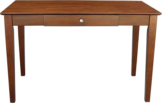 IC International Concepts Writing Desk With Drawer Solid Wood Real Parawood 48 W x 26 D x 30 H Easy Assembly Espresso