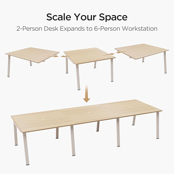 Modular Computer Office Desk Modern Style Small Study Writing Workstation Table for Home &amp Business 2 Person Extension