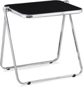 KAIHAOWIN Folding TV Tray Table Acrylic Foldable Table No Assembly Required Tiny Desk for Home Office Side Table Small Computer Desk for Small Spaces (Black)