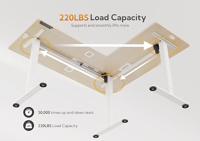 Claiks L Shaped Standing Desk Adjustable Height Dual Motor Electric Corner Standing Desk 63x55 inch Sit Stand up Desk with Splice Board Nature