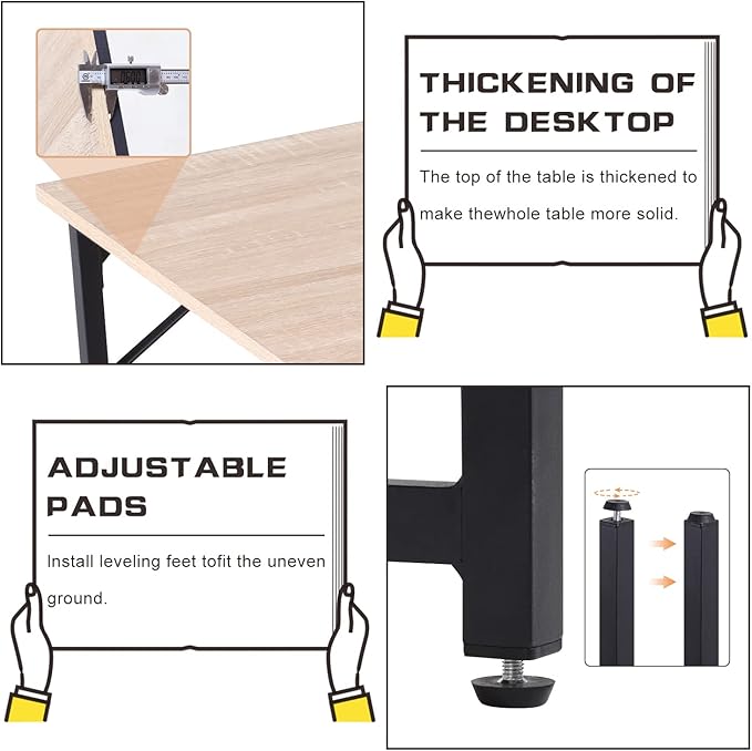 BLKMTY 47 Computer Desk Home Office Desk Wood Writing Study Table Modern Simple Computer Table Desk Fashion Tables for Room with Metal Frame Workstation for Small Space Nature