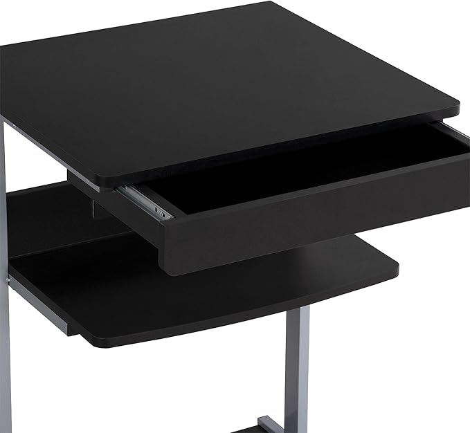 Yaheetech 22 in Laptop Computer Table Home Office Desk with Power Outlet for Small Space Mobile Compact Corner Workstation with Charging Station and USB Ports on Wheels Student Writing Table Black