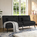 COMHOMA 72″Futon Sofa BedModern Convertible Sleeper Sofa Fabric Futon Couch with Multi-Position Backrest for Living Room Furniture (Black)