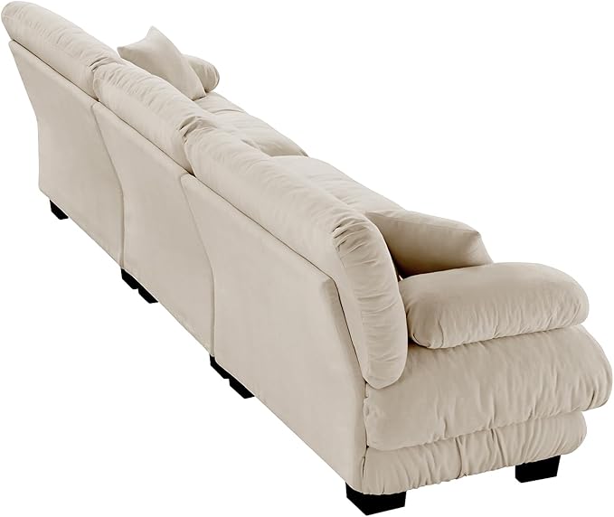 Modular Sectional Sofa 133.8 Oversized 3 Seater Sofa with 5 Pillows Deep Seat Long Sofa Chenille Comfy Soft Cloud Couch for Living Room (Light Coffee 3 Seat)