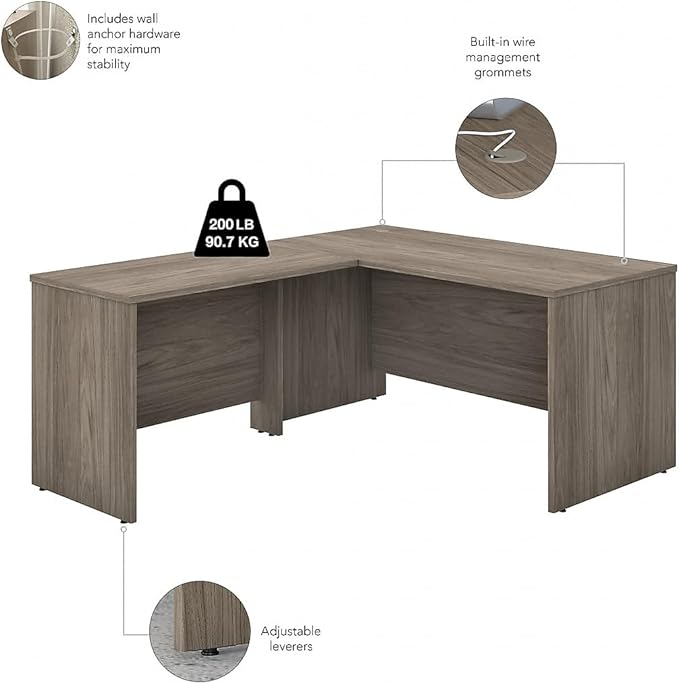 Bush Business Furniture Studio C 60W x 30D L Shaped Desk with 42W Return