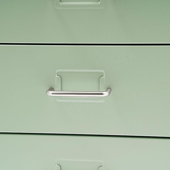 6 Drawers File Cabinet with Lock Rolling Mobile Filing Cabinet with Wheels Under Desk Vertical Filing Cabinet for Office/Home Metal (Cream Green)