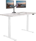 Vari ComfortEdge 60x30 Inch Adjustable Electric Standing Desk – Limited Edition Sit Stand VariDesk with Memory Presets &amp Sloped Front Edge + Tool-Free Assembly (Marble/White Legs)