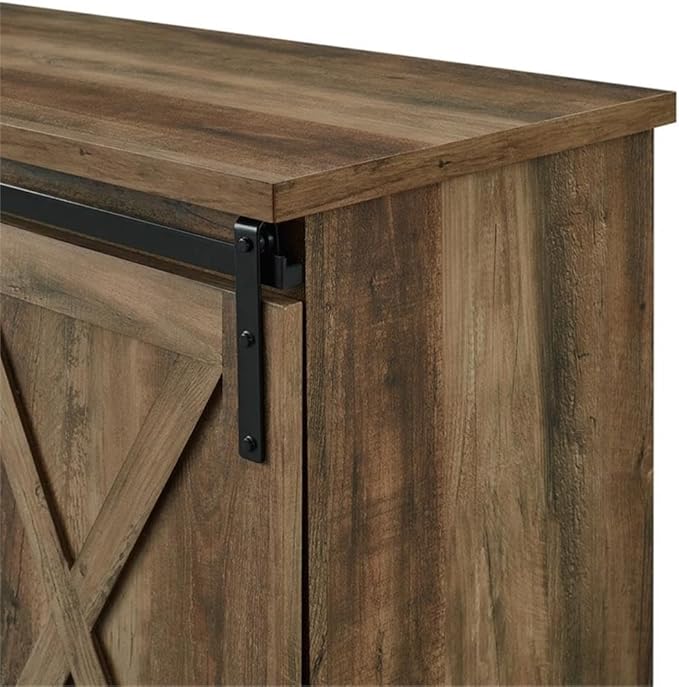 Walker Edison Richmond Modern Farmhouse Sliding Barn Door TV Stand for TVs up to 65 Inches 58 Inch Reclaimed Barnwood