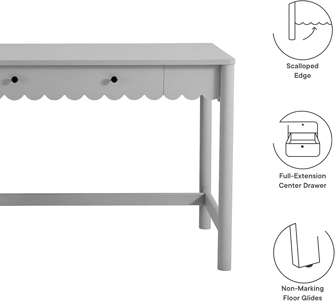 Modway Emmeline Scallop Desk in Light Gray