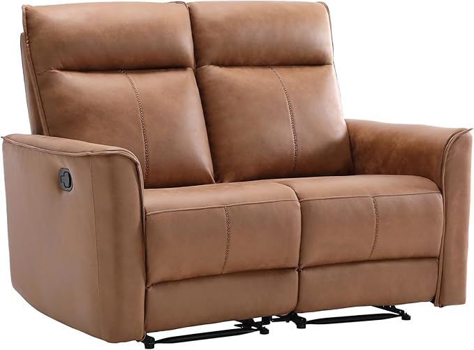 CANMOV Manual Loveseat Recliner Sofa Wall-Hugger 2 Seat Reclining Love Seat Couches Leathaire Reclining Sofa Set Double Seater Recliner Chair for Living Room Office Apartment Brown