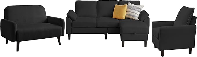 4 Pieces Corduroy Living Room Sets with Sofa Ottoman Loveseat and Chair