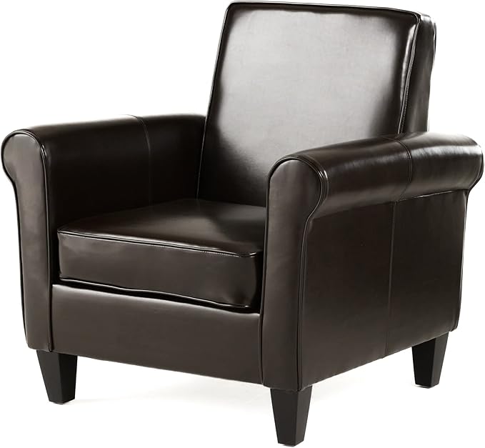 Christopher Knight Home Freemont Leather Club Chair Chocolate Brown