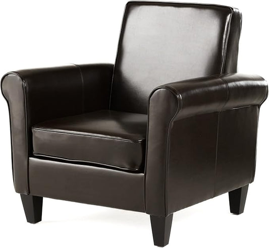 Christopher Knight Home Freemont Leather Club Chair Chocolate Brown