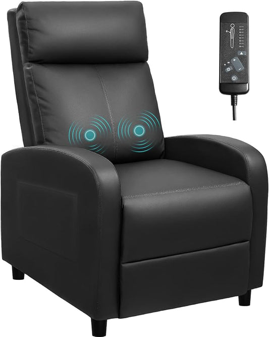 Devoko Massage Recliner Chair Home Theater Seating Pu Leather Modern Living Room Chair Furniture with Padded Cushion Reclining Sofa Chairs (Black)