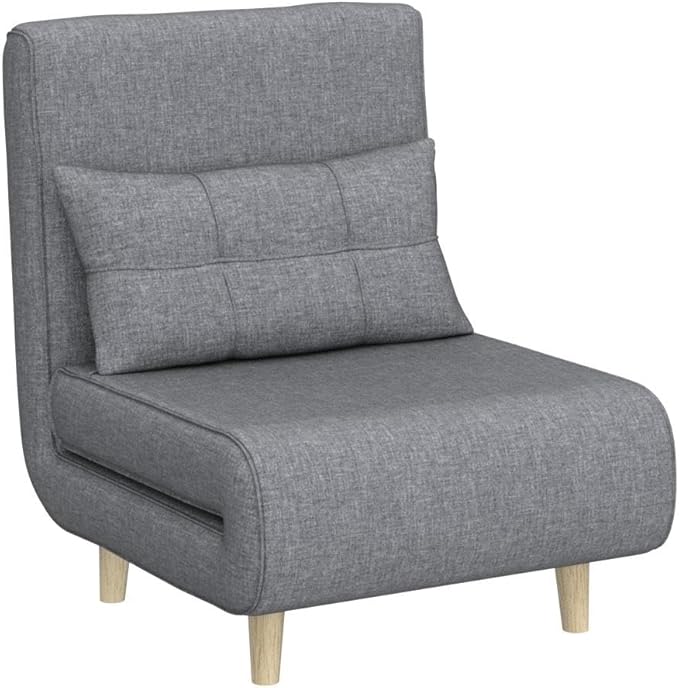 Aiho 3 in 1 Sleeper Chair Bed Convertible Chair Bed Futon Sofa with Adjustable Backrest Accent Chair for Apartment/Bedroom/Office Dark Grey