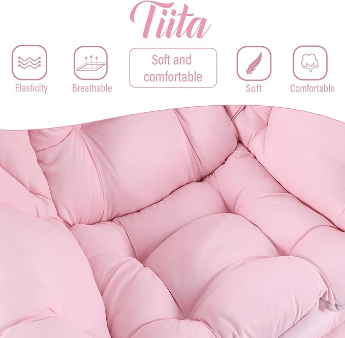 Tiita Lazy Chair Pink Modern Large Accent Armchair Comfy Leisure Sofa Reading Chair for Bedroom Living Room Dorm Rooms Garden and Courtyard Pink