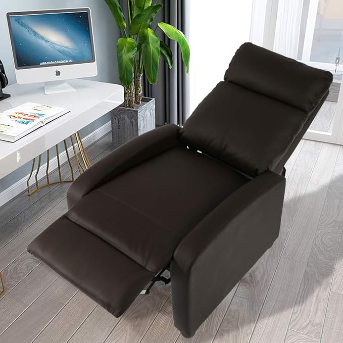 HGS Massage Recliner Chair Wingback Reading Chair Home Theater Single Modern Sofa for Living Room PU Leather Recliner Sofa with Steel Frame (Brown)