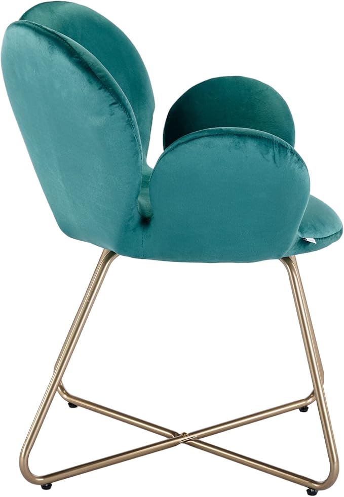 Modern Velvet Accent Chair Comfy Cute Upholstered Vanity Desk Chair w/Metal Legs Soft CushionArmchair for Living Room 2PC/Set