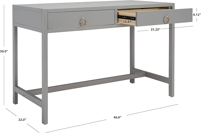 SAFAVIEH Home Collection Esther Grey 2-Drawer Desk
