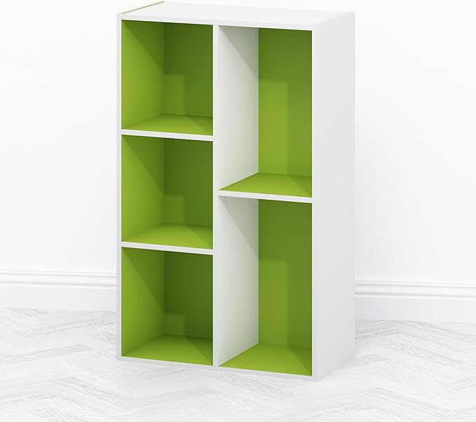 Furinno TOMI TV Stand 5-Cube Entertainment Center with Open Shelf Reversible TV Console for Living Room Bedroom Home Office Green