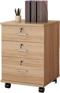 Mobile Locking Filing Cabinet for Home Office Low Cabinets with Drawers for Nized File Storage(Bruin)