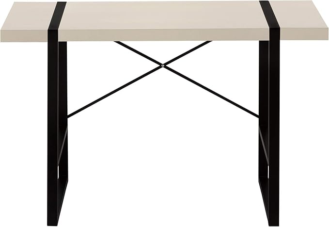 Computer Desk Home Office Laptop 48 l Work Beige Laminate Black Metal Contemporary Modern