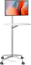 viozon Mobile DeskMobile WorkstationMulitiuse Rolling Laptop Floor Stand34-48.6 Height AdjustableCompatible with 17-27Monitor&amp12-17Laptop21×14 Desk BoardMaxload 17.6lbs4 Lockable Wh