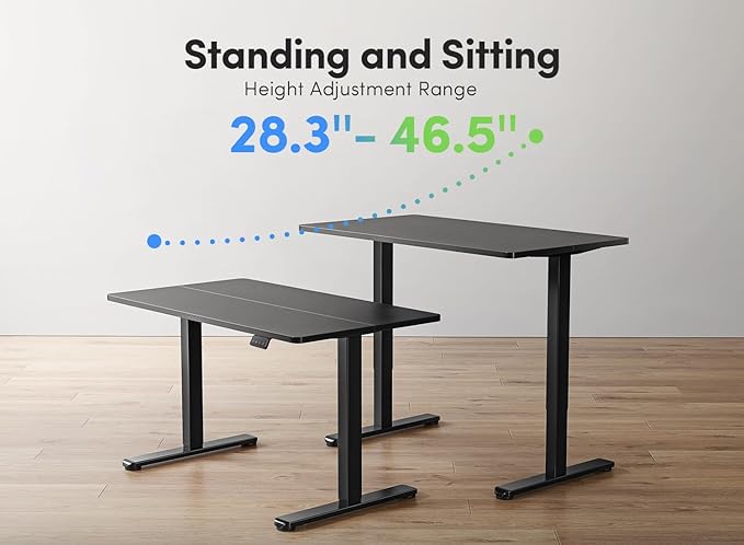 FEZIBO Electric Standing Desk Height Adjustable Stand up Desk 48 x 24 Inches Sit Stand Home Office Desk Computer Desk Black