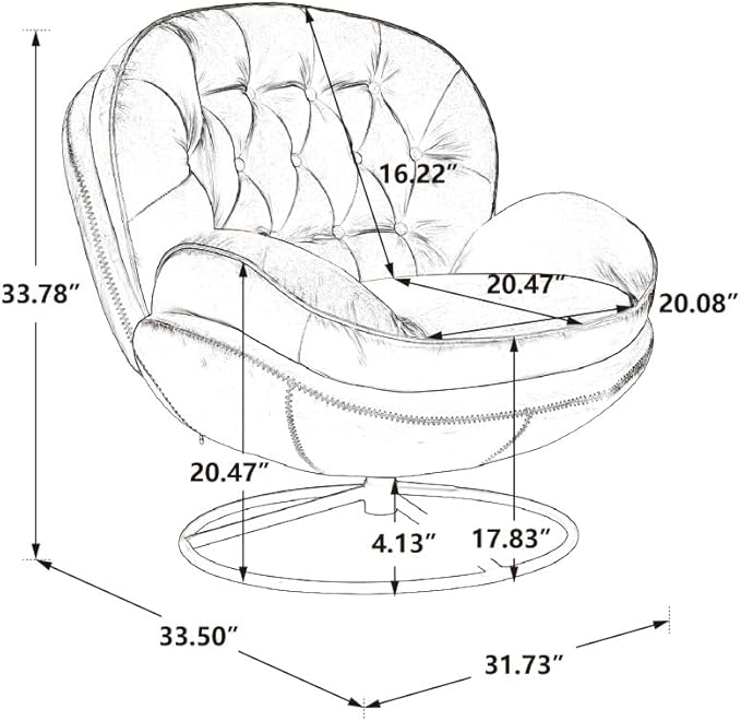 Modern Swivel Accent Chair with Ottoman Velvet Lounge Chair with Footrest and Metal Base Comfy 360 Degree Swiveling Armchair Single Sofa Chair for Living Room Bedroom Gray