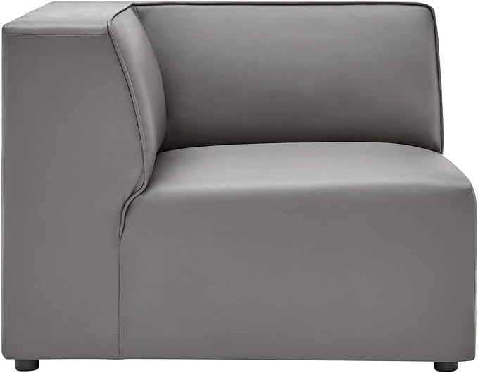 Modway Mingle Vegan Leather Sectional Sofa Corner Chair in Gray