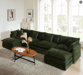 146.5 Chenille Modular Sectional Sofa Comfy Cloud Couch Sectional Sofa Modern 4 Seat Deep Seat Couch for Living Room Bedroom Apartment (Green 146.5Inch-U Shape)