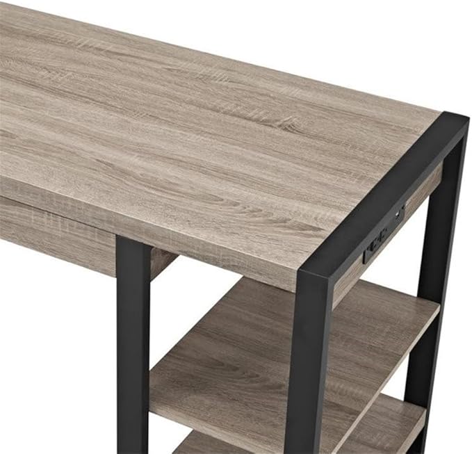 Scranton &amp Co 60 Work from Home Office Laptop Computer Desk with Storage in Driftwood and Black