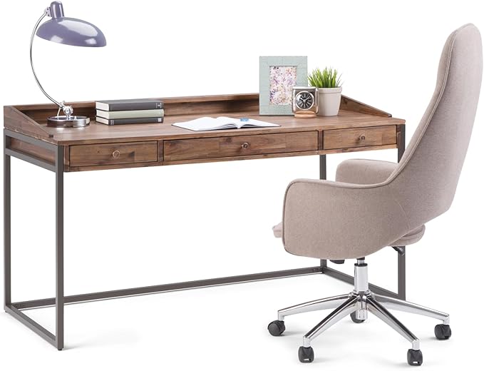Rustic Natural Aged Brown Desk - Multi-Functional Furniture for Living &amp Home Office